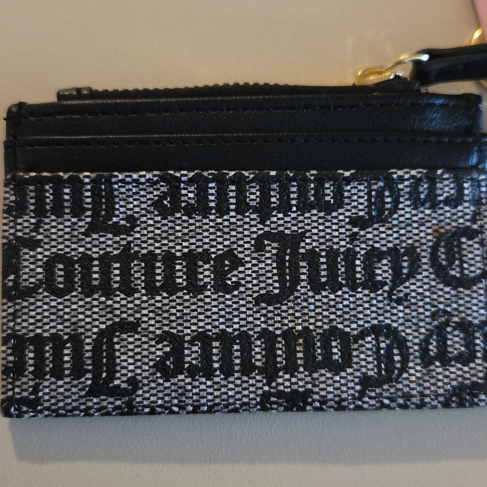 NEW JUICY COUTURE Statement Card Case Gothic Logo Black‎